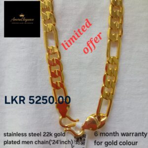 Stainless Steel 22k Gold Plated Men Chain ('24'inch)